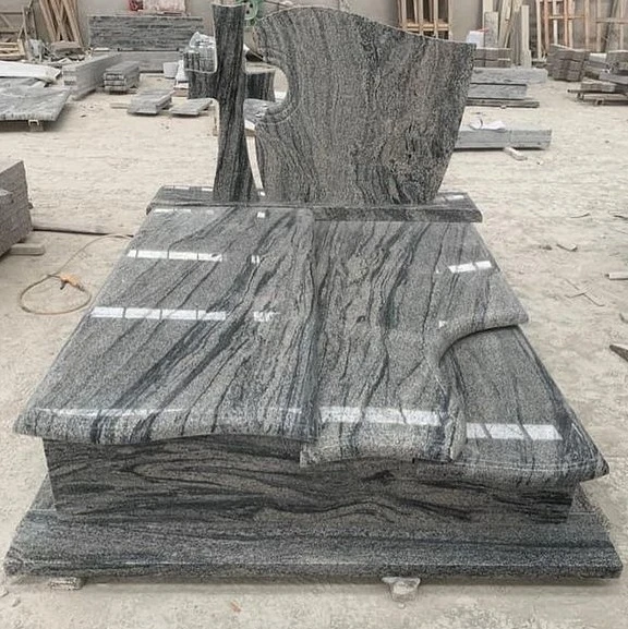 Grey Juparana Granite tombstone