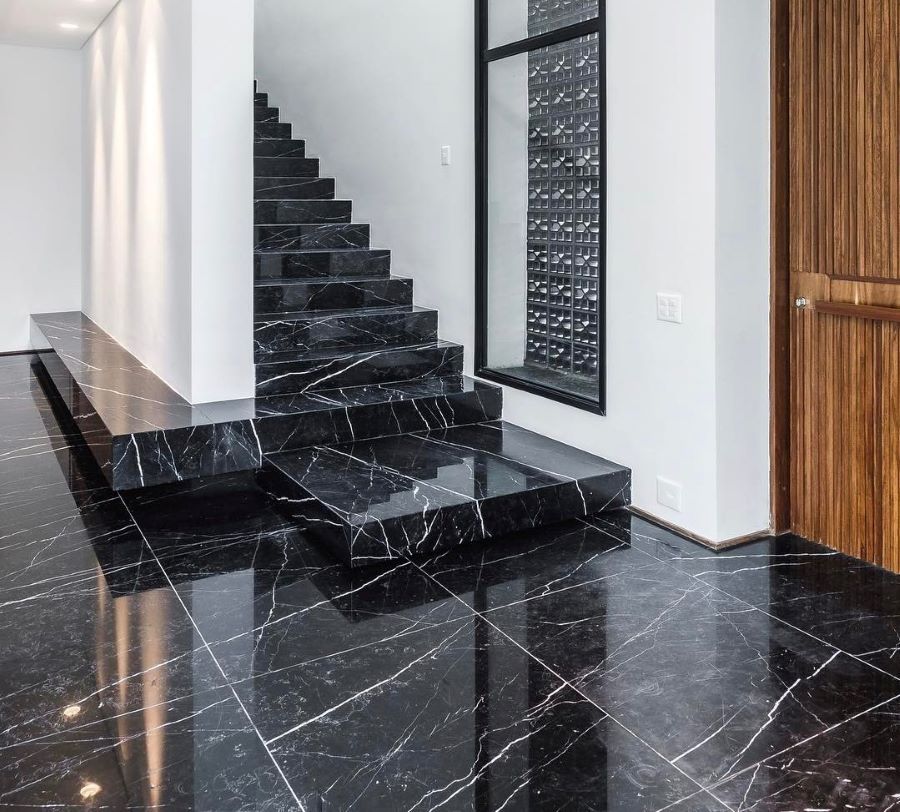 Nero Marquina Marble Stair