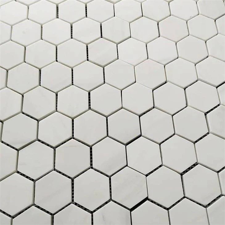 white marble mosaic hexagon tile